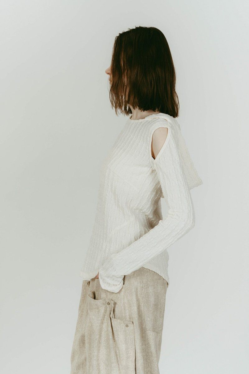 hooded jacquard top (White) / ジャガード フーディトップス (ホワイト) / 26SS