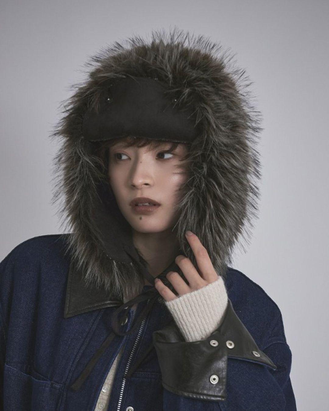 【先行予約】【26TH-16】ムートン調フライトキャップ (カーキ) Mouton Like Flight Cap (Khaki) /  エコファー  /  フェイクファー 【受注期間6/14 23:59まで】