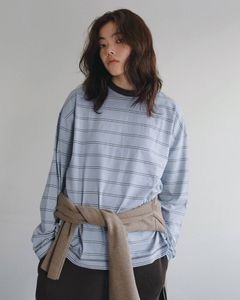 ボーダー ルーズロンT (アイスブルー) Border Loose Long T-shirts (Ice blue) /  26AW