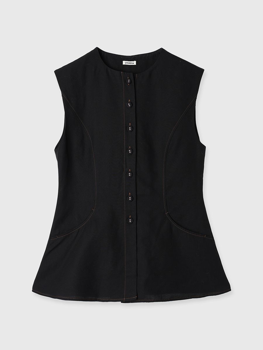 Free size/CREDONAクレドナ /リネンベスト /リネン100% CREDONA - 【25SS】TENCEL VEST / テンセルベスト (アイボリー