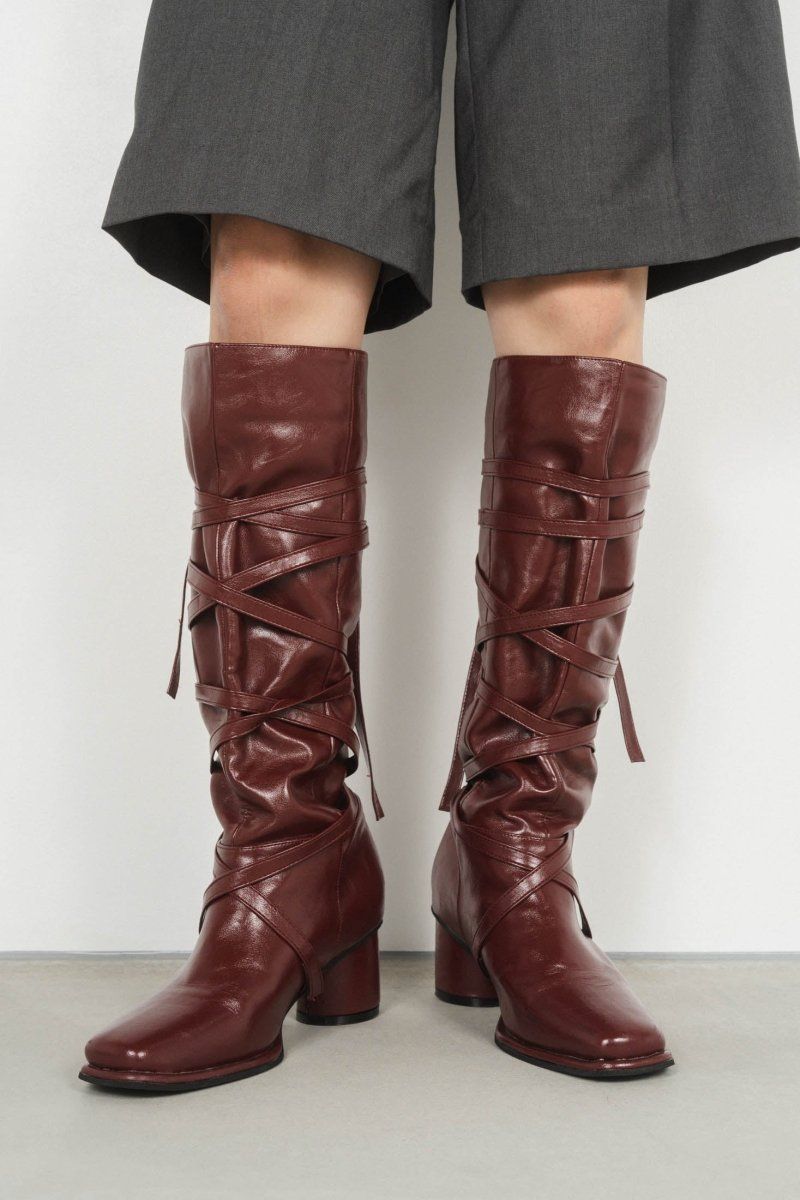 loose long ribbon boots / ルーズロングブーツ (レッド)