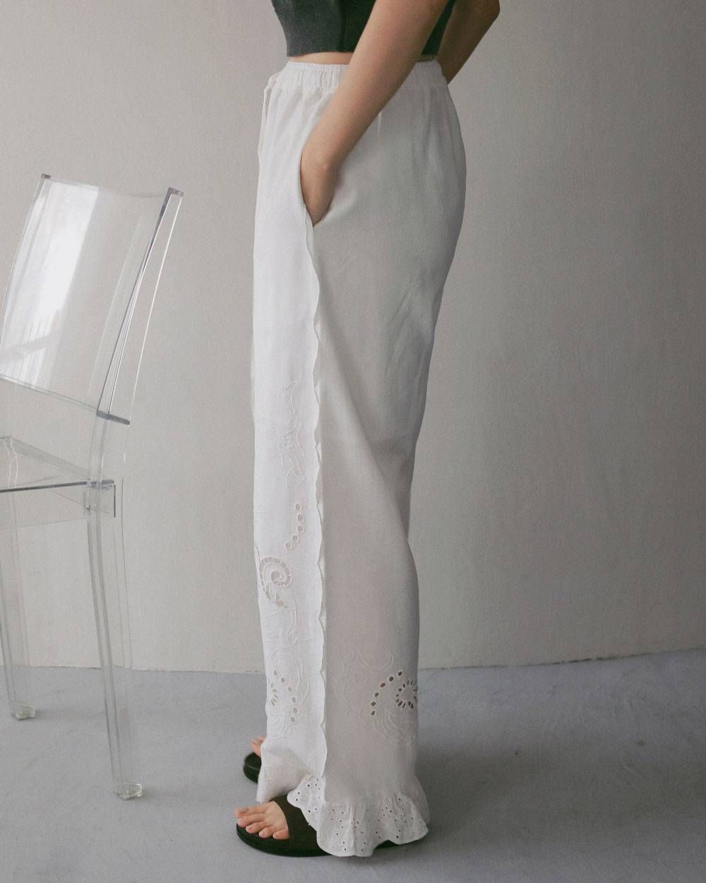 カットワーク レースパンツ (ホワイト) Cutwork Lace Pants (White) / 27SS