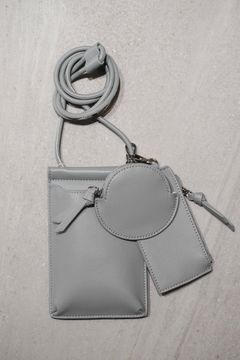 RECYCLING LEATHER MULTI MOBILE POUCH / リサイクルレザーマルチモバイルポーチ (ライトグレー) スマホショルダー/コインケース・カードホルダー付き / 取り外し可能