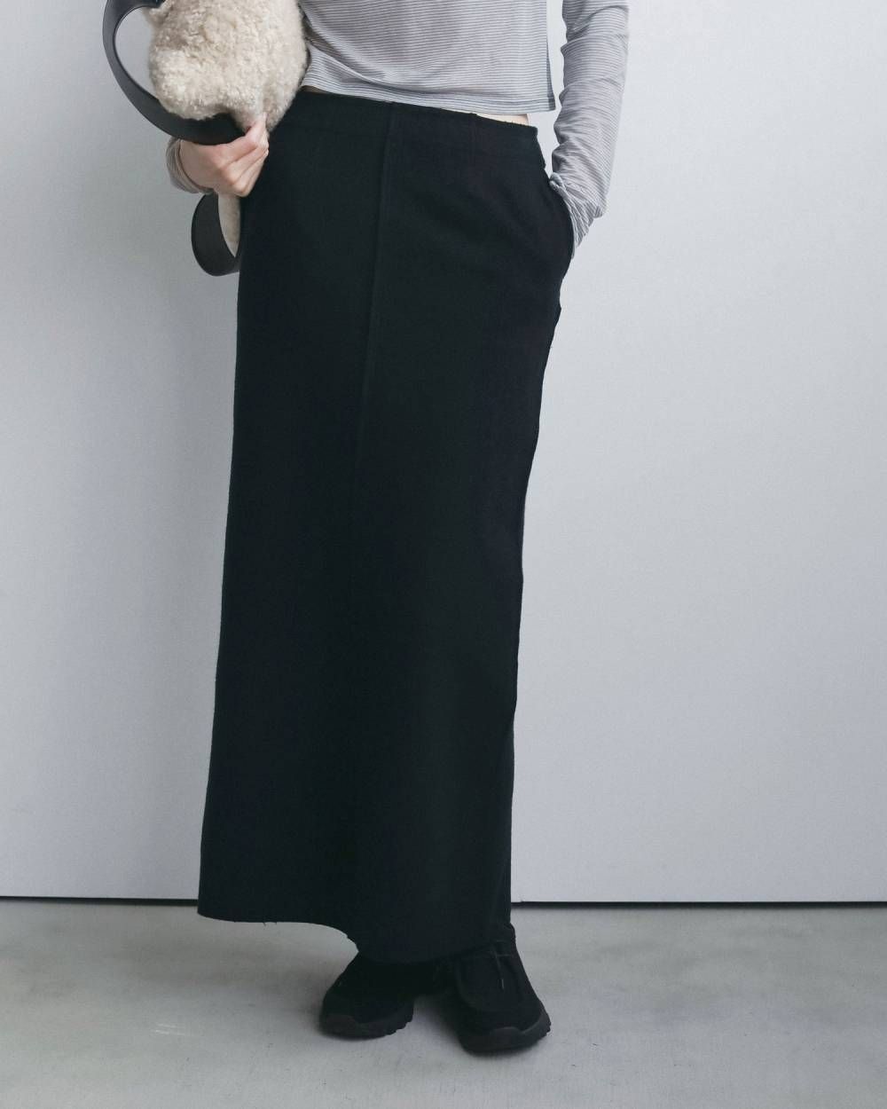 ウールカットオフスカート (ネイビー) Wool Cutoff Skirt (Navy) / 26AW 【6月29日まで期間限定予約】