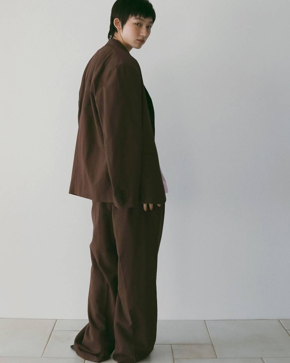 リネンタックパンツ (ブラウン) Linen Tuck Pants (Brown) /  26SS