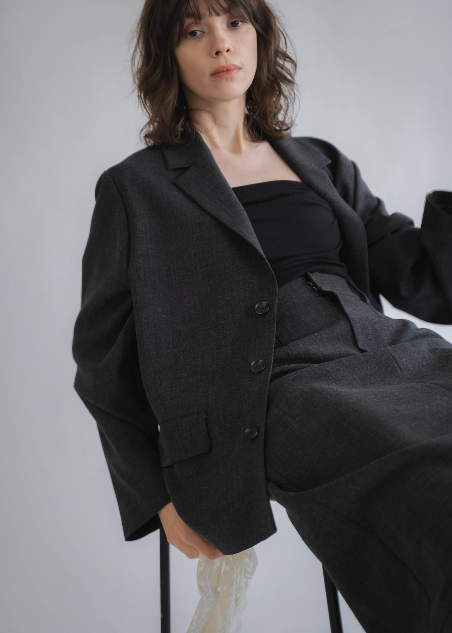 アレンジレース ジャケット (ブラック) arrangement lace shawl oversize JK (Black) /  26SS