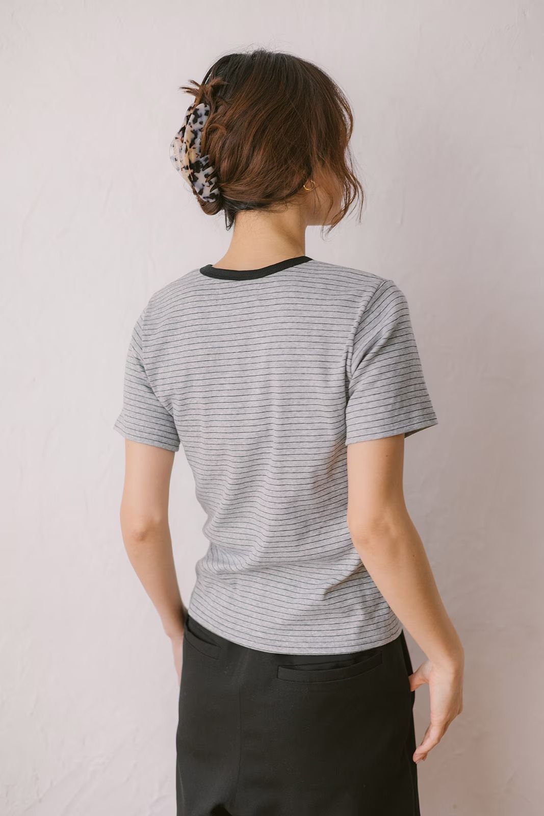 コンフォートスリムボーダーTシャツ (グレー) Slim Border T-shirt (Gray) /  26SS