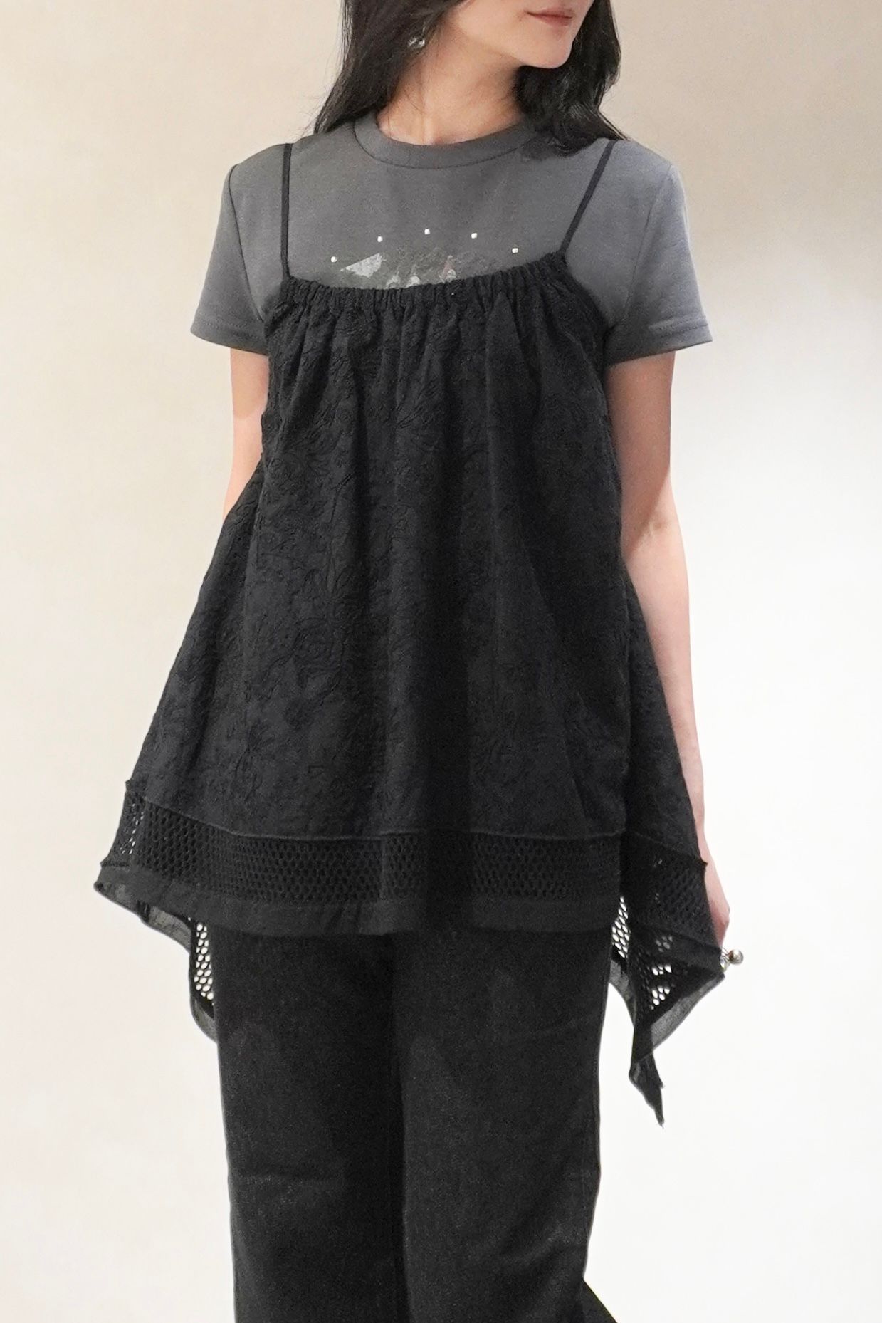 マルチウェイ キャミトップス (ブラック) multi way drape panel cami tops (Black) /  26SS