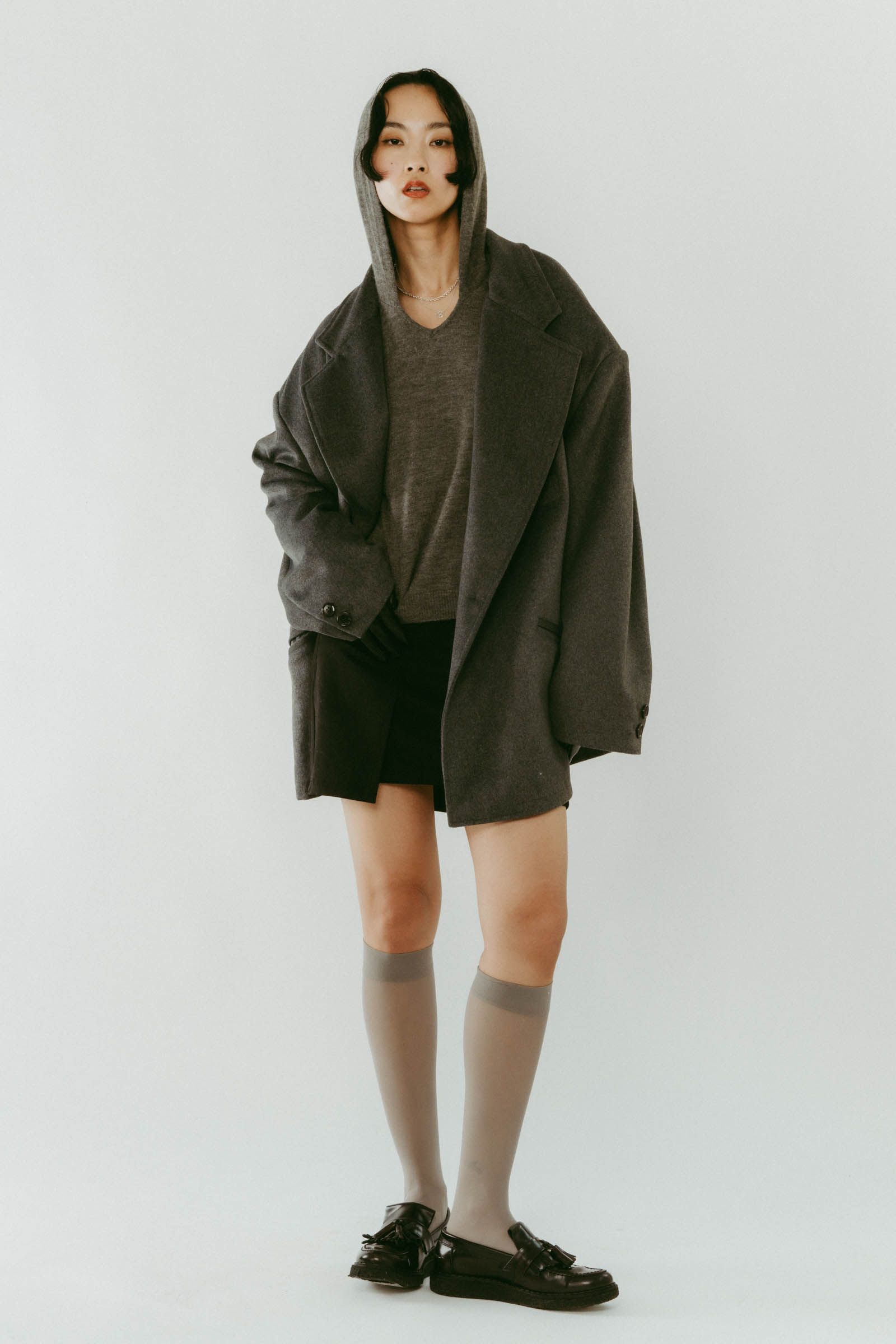 muffler overlay jacket(unisex) / マフラー オーバージャケット (グレー) / 25AW