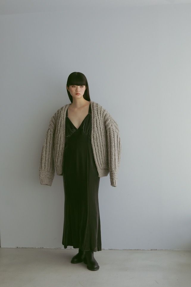 LOW GAUGE HAND KNIT CARDIGAN / ローゲージハンドニットカーディガン (グレー)ざっくり編み