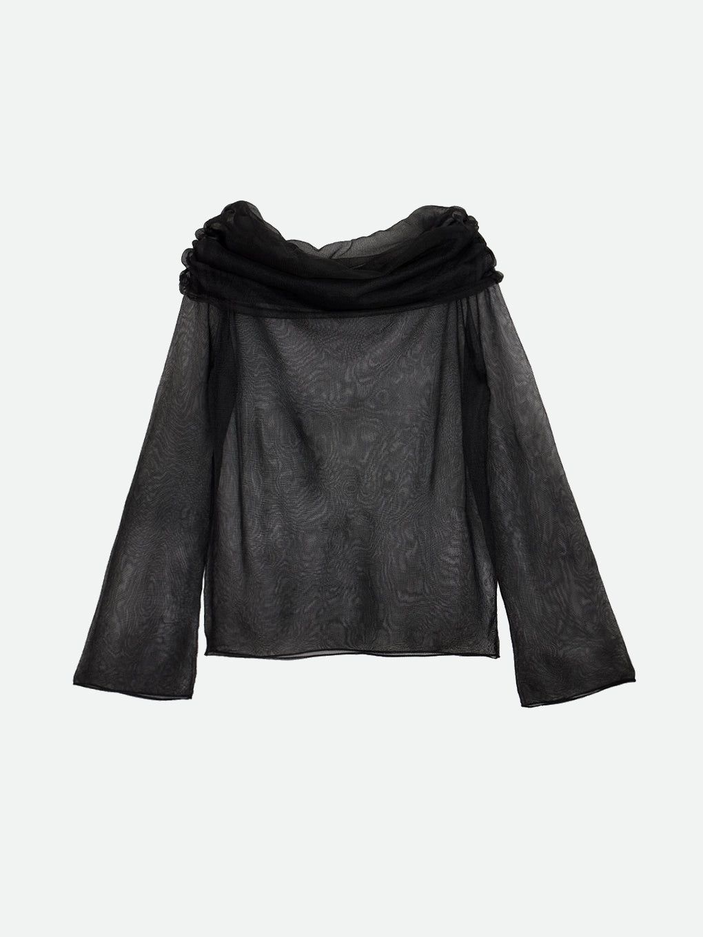 SHEER OFF SHOULDER KNIT / シアー オフショルダーニット (ノワール)