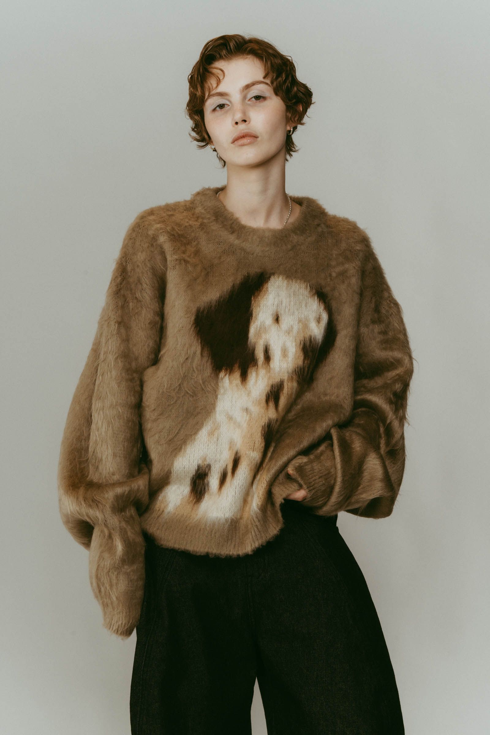 dalmatian shaggy knit(unisex) / ダルメシアン シャギーニット (ベージュ) / 25AW