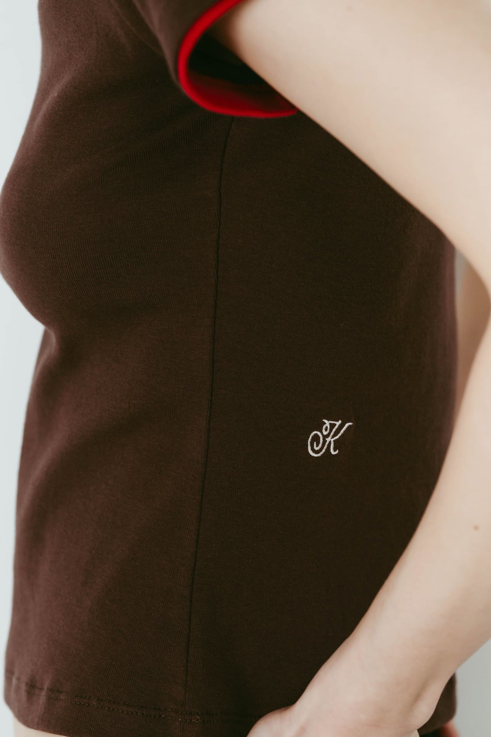 レイヤード クルーネックTシャツ (ブラウン) layered crewneck tee (Brown) /  26SS