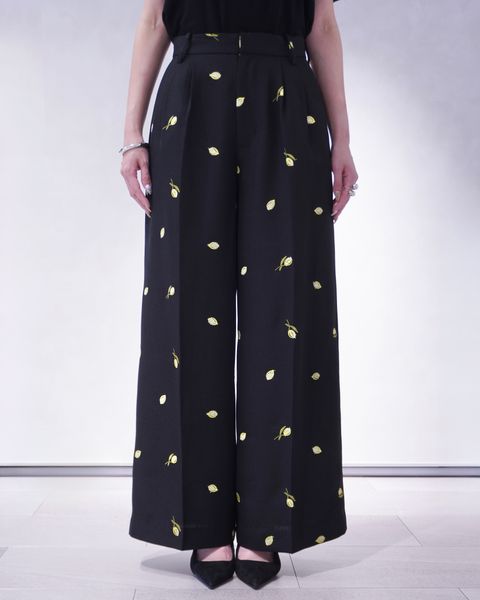 モチーフ エンブロイダリーパンツ (ブラック) MOTIF EMBROIDERY PANTS (Black) /  26SS