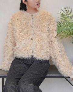 【25AW】2Way Fur×Knit Tops (クリーム) / 2ウェイファー×ニットトップス / エコファー / フェイクファー