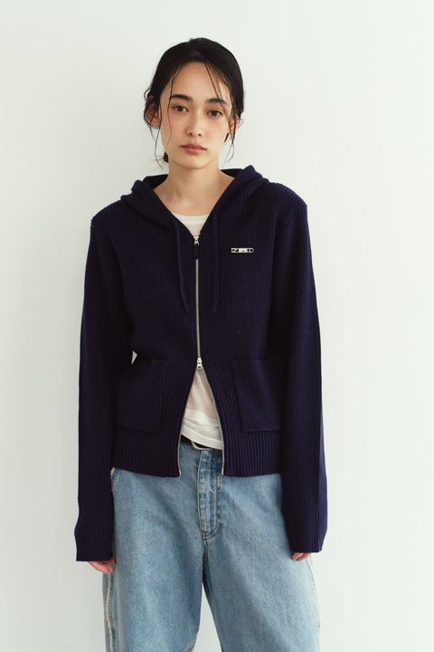 ニットパーカー (ネイビー) hooded knit parka (Navy) / 26AW