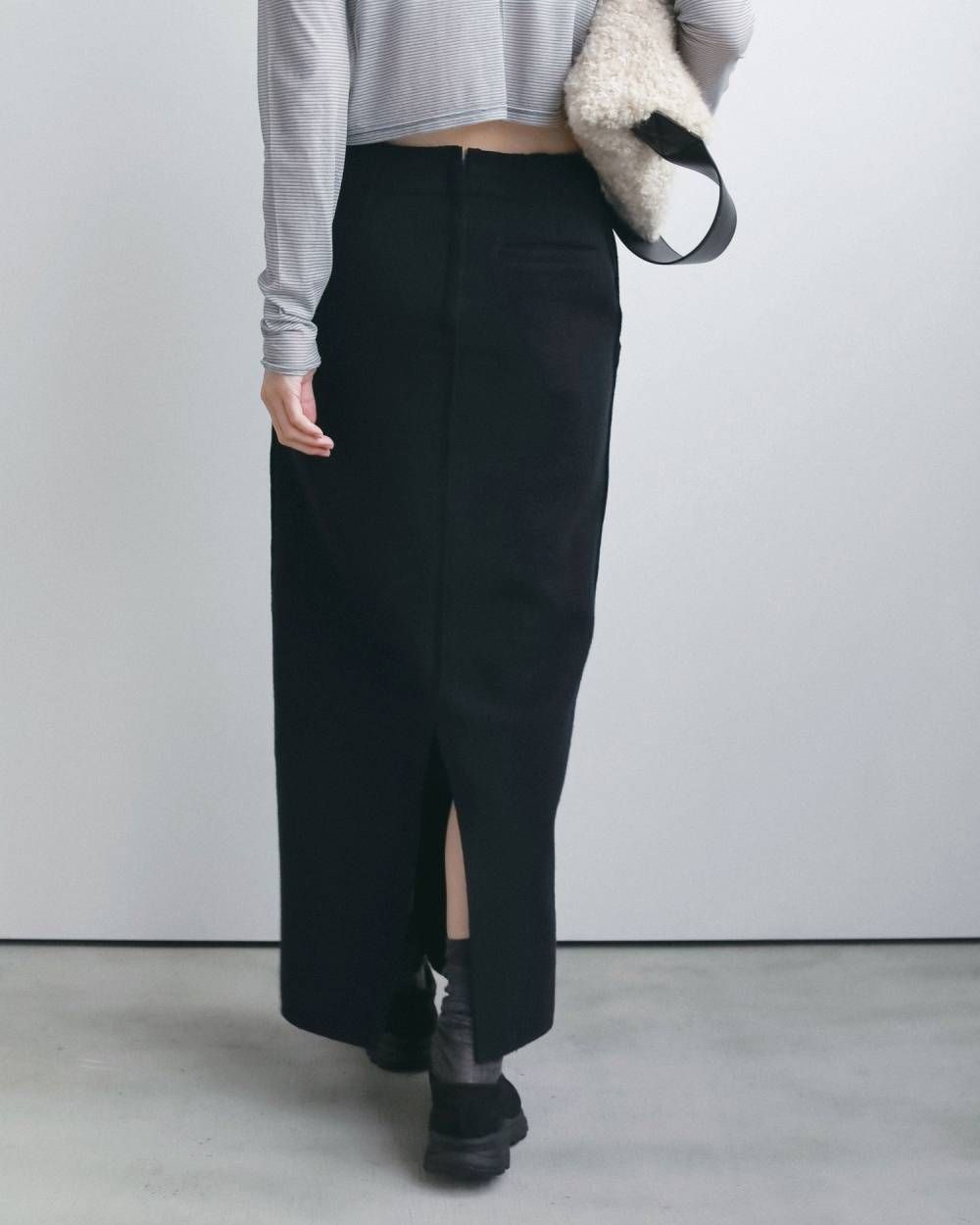 ウールカットオフスカート (ネイビー) Wool Cutoff Skirt (Navy) / 26AW 【6月29日まで期間限定予約】