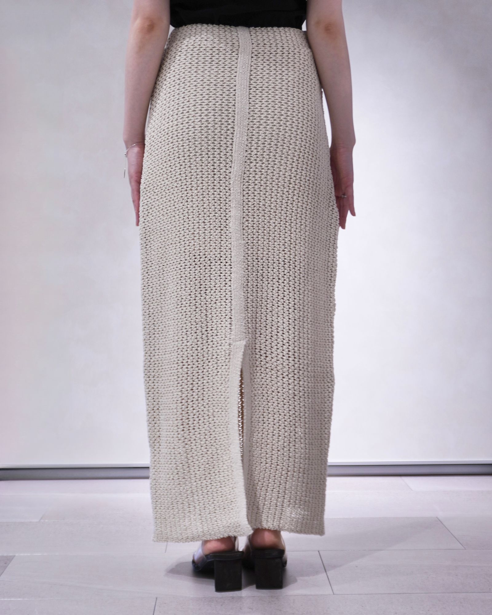 ànuke - クロシェニットスカート (ブラック) Crochet Knit Skirt