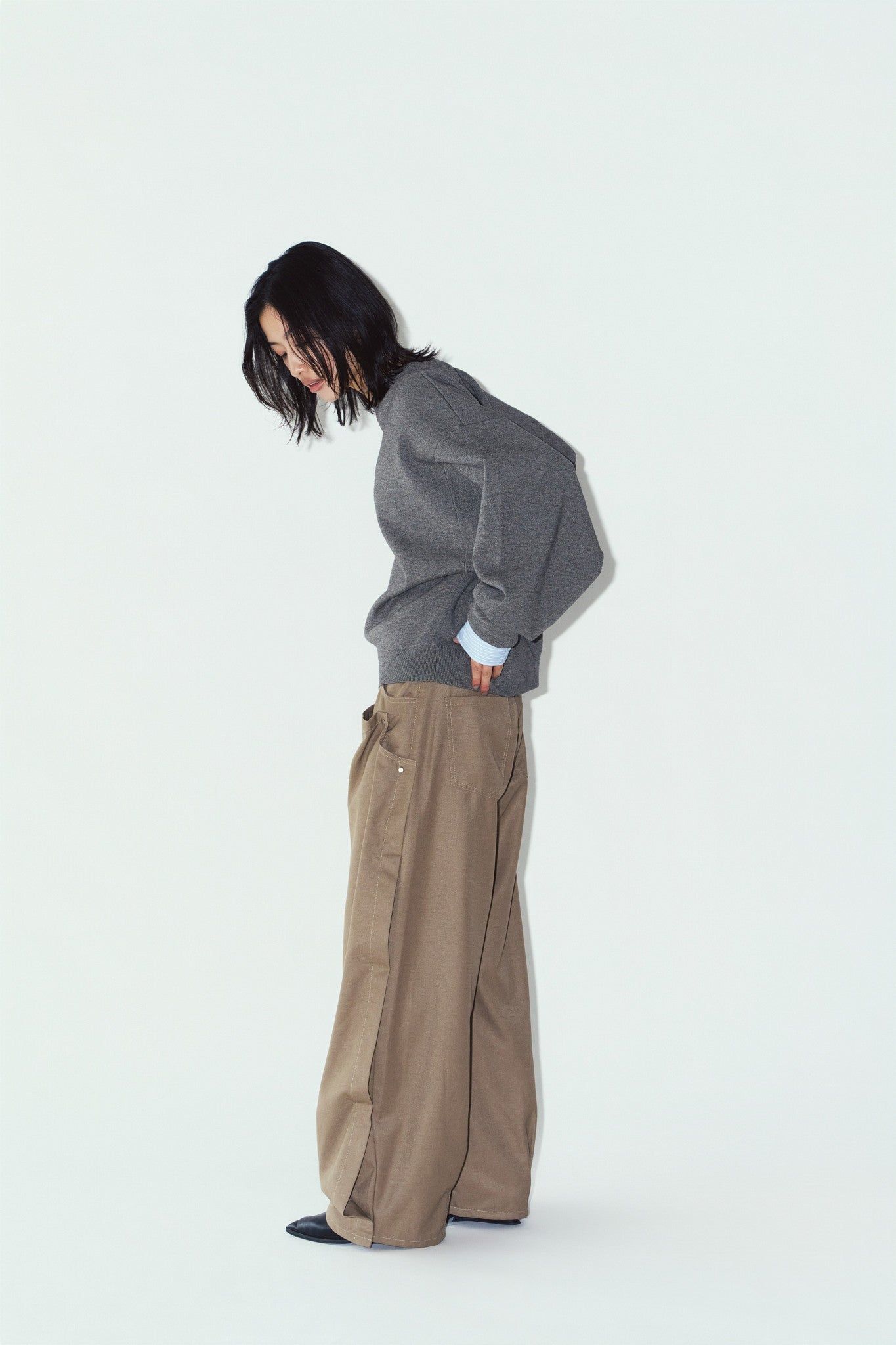 【UNISEXサイズ】2ウェイ ノームコア ニット (グレー) 2way cuffs normcore knit(unisex) (Gray) / 26AW