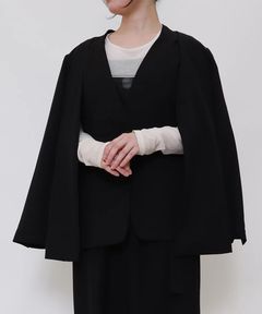2WAY肩掛けノーカラージャケット (ブラック) Collarless Jacket (Black) /  26AW