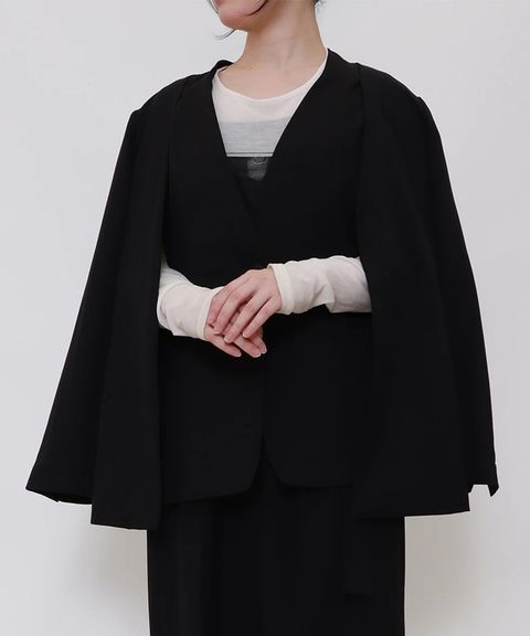 2WAY肩掛けノーカラージャケット (ブラック) Collarless Jacket (Black) /  26AW
