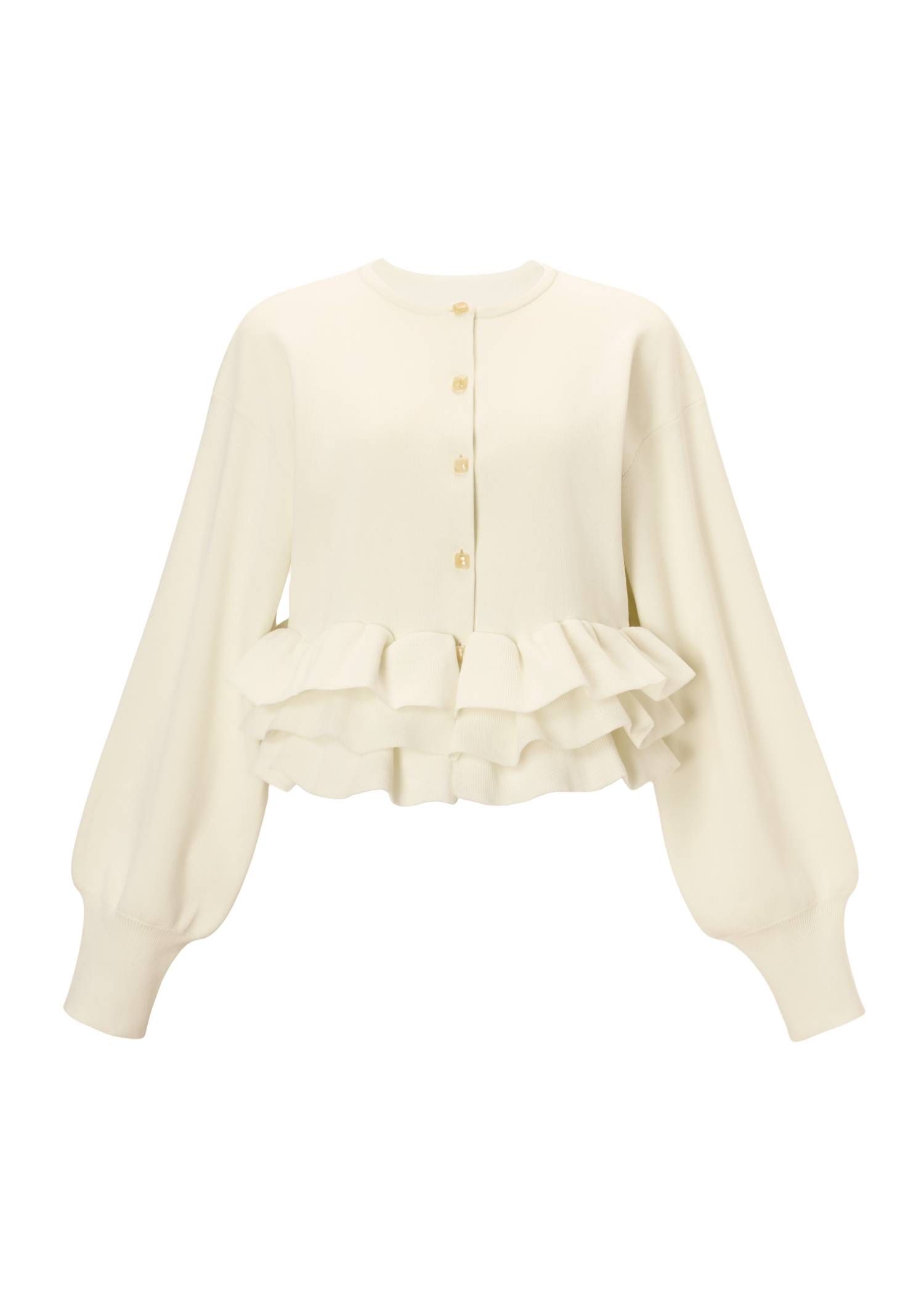 フリルニットカーディガン (アイボリー) hem ruffle frill knit cardigan (Ivory) /  26SS
