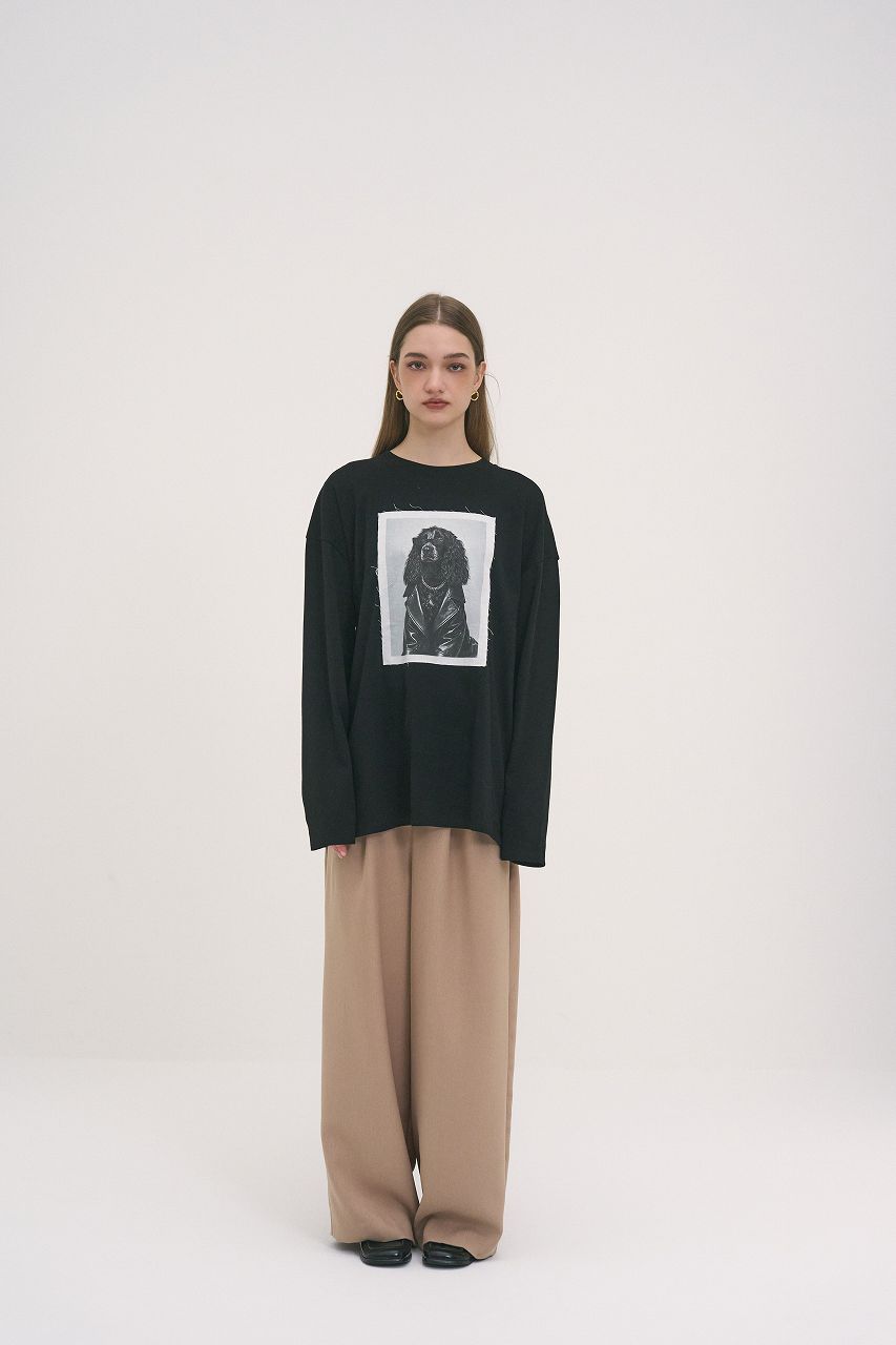 レイヤープリントロンT (ブラック) Layered long-sleeve graphic T-shirt (Black) / 26AW