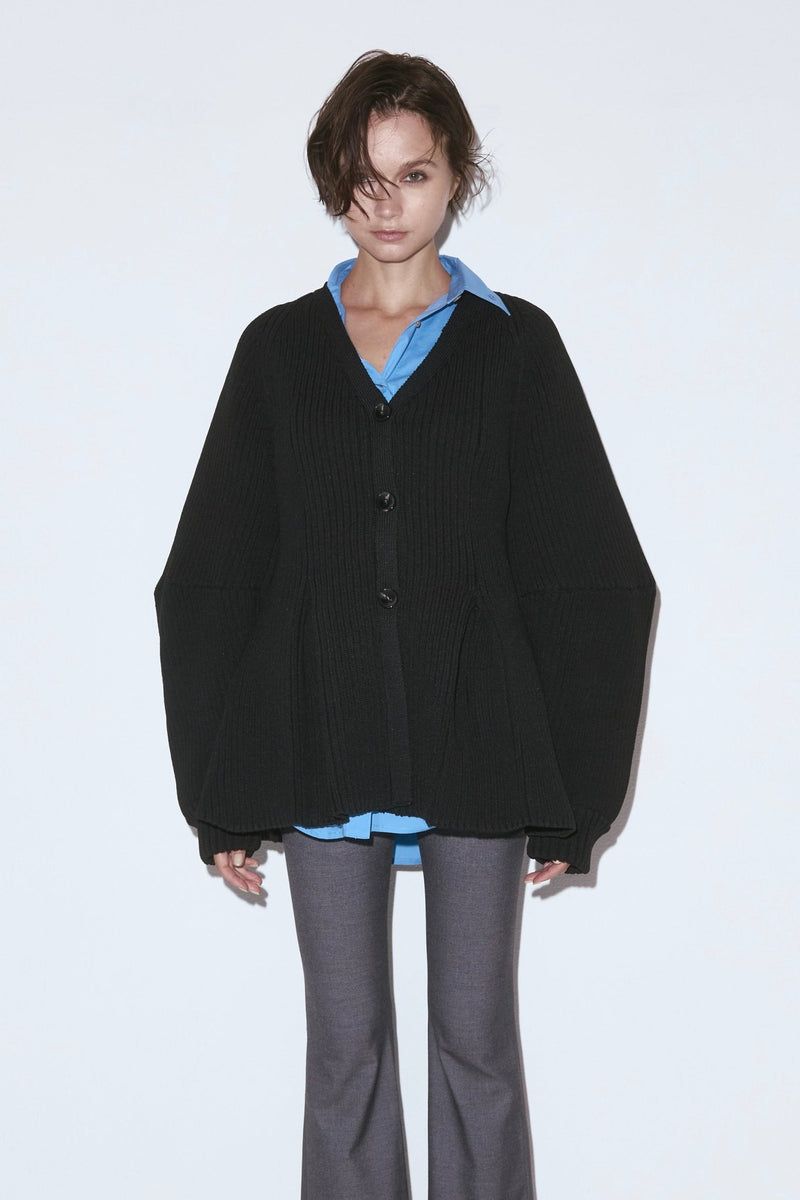 Contour knit cardigan / コントゥア ニットカーディガン (Black)