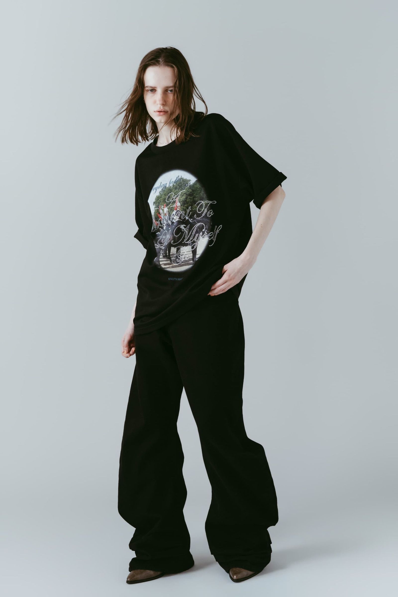 ラインストーングラフィックTシャツ (ブラック) rhinestone graphic tee(unisex) (Black) /  26SS