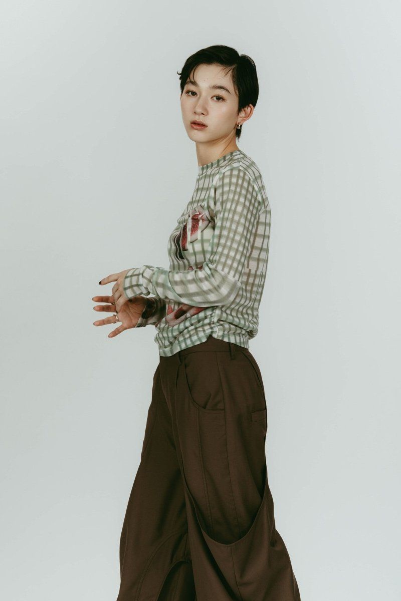 fruit-check print knit (Green) / フルーツチェックトップス (グリーン) / 26SS