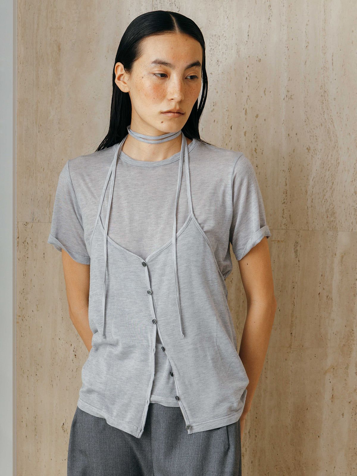 レイヤードカットトップス (グレー) LAYERED CUT TOPS (Gray) /  26SS