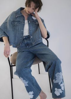 trucker detail denim poncho JK / トラッカー ポンチョ デニムジャケット (L/blue) / 26SS