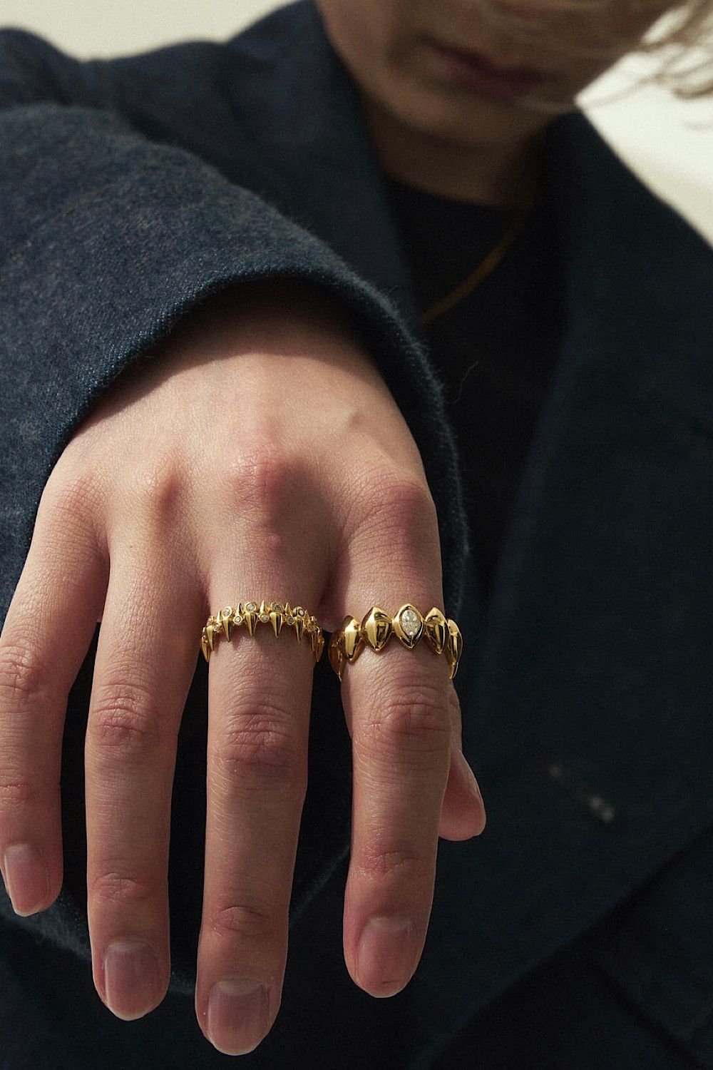 KORŌNĒ STUDS RING / コローン スタッズ リング K10/K18 (イエローゴールド)