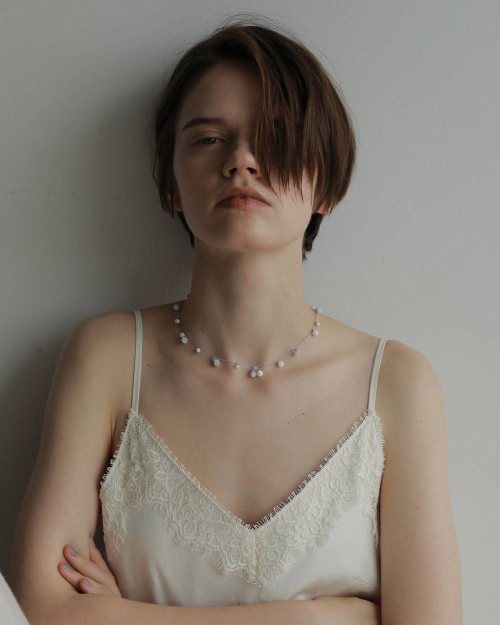 シルクコードネックレス (ラベンダー) Stone Silkcord Necklace (Lavender) / 27SS