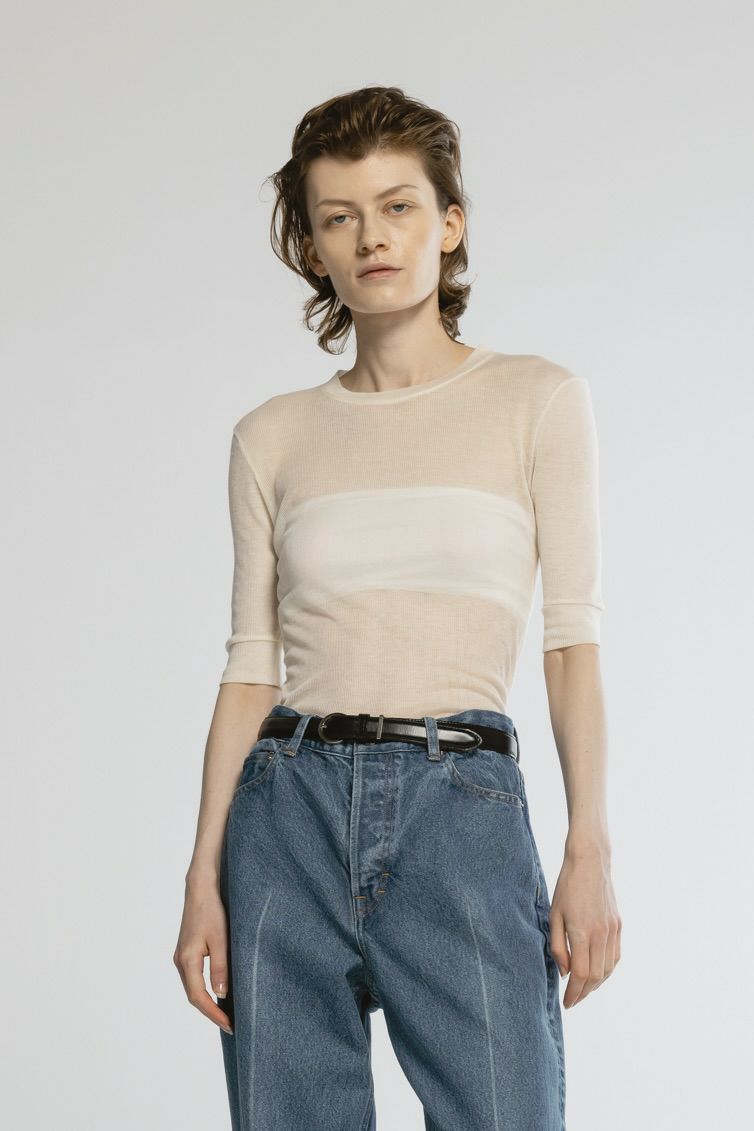 【25SS】TENCEL CASHMERE RIB T-SHIRT / テンセルカシミヤリブTシャツ (エクリュ)
