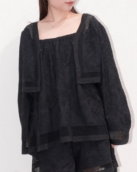 レースボレロ  (ブラック) trimming lace cropped bolero BL (Black) /  26SS