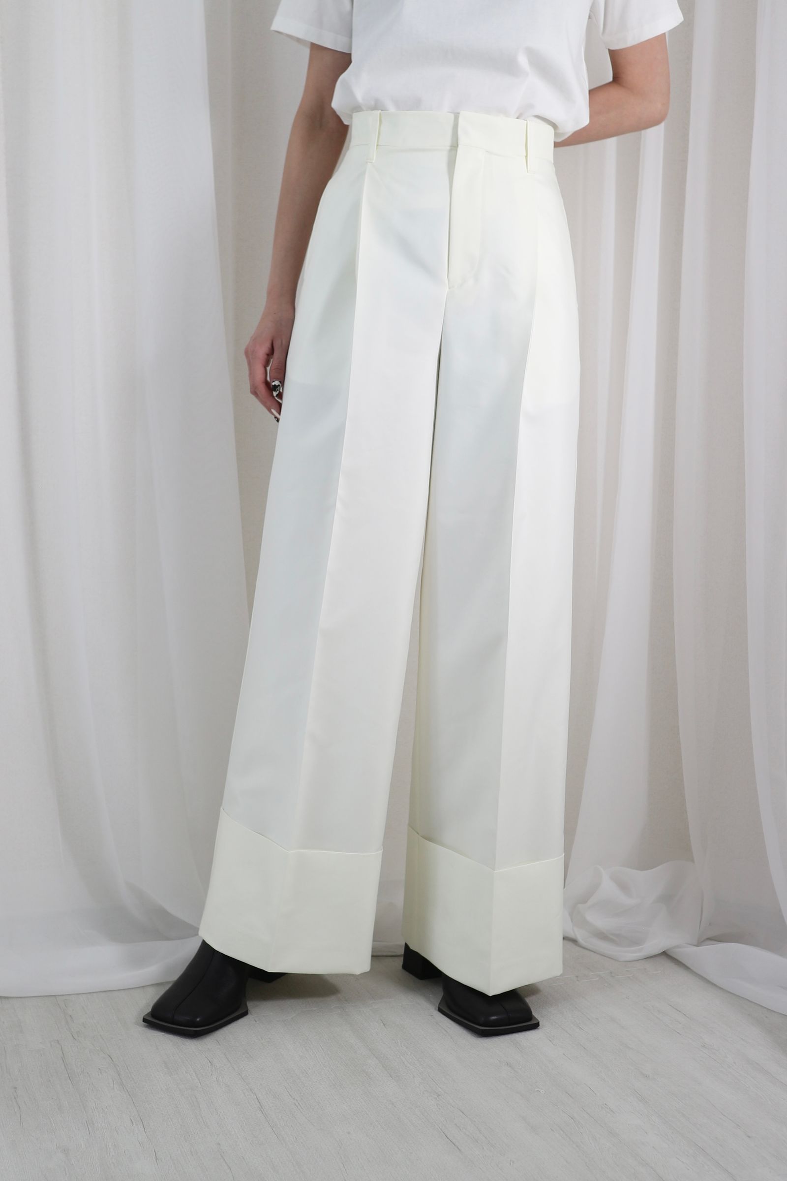DOUBLE CLOTH WIDE PANTS /ダブルクロスワイドパンツ (アイボリー)