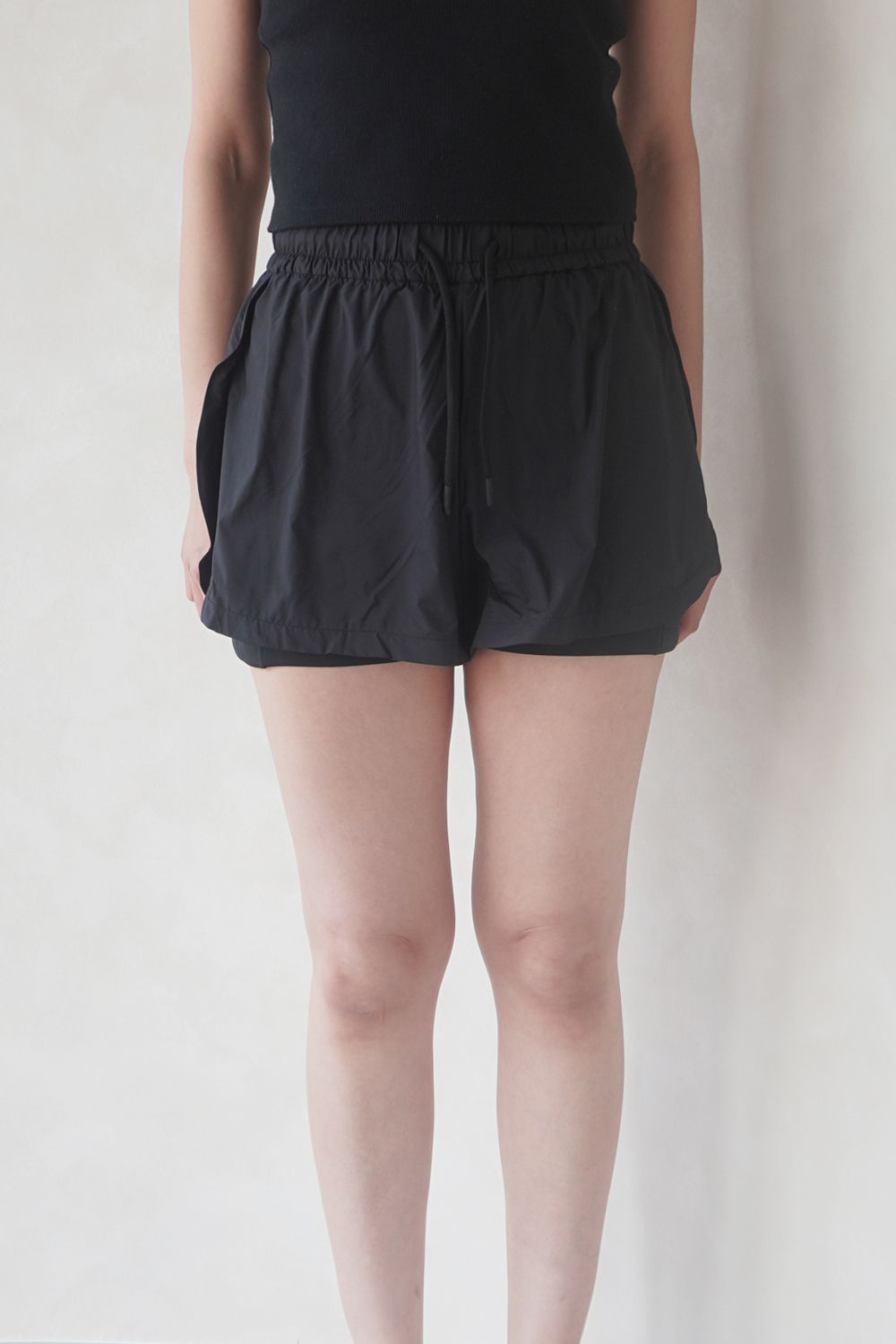 LAYARED ACTIVE SHORTS / レイヤード アクティブショーツ (ブラック) / レディース