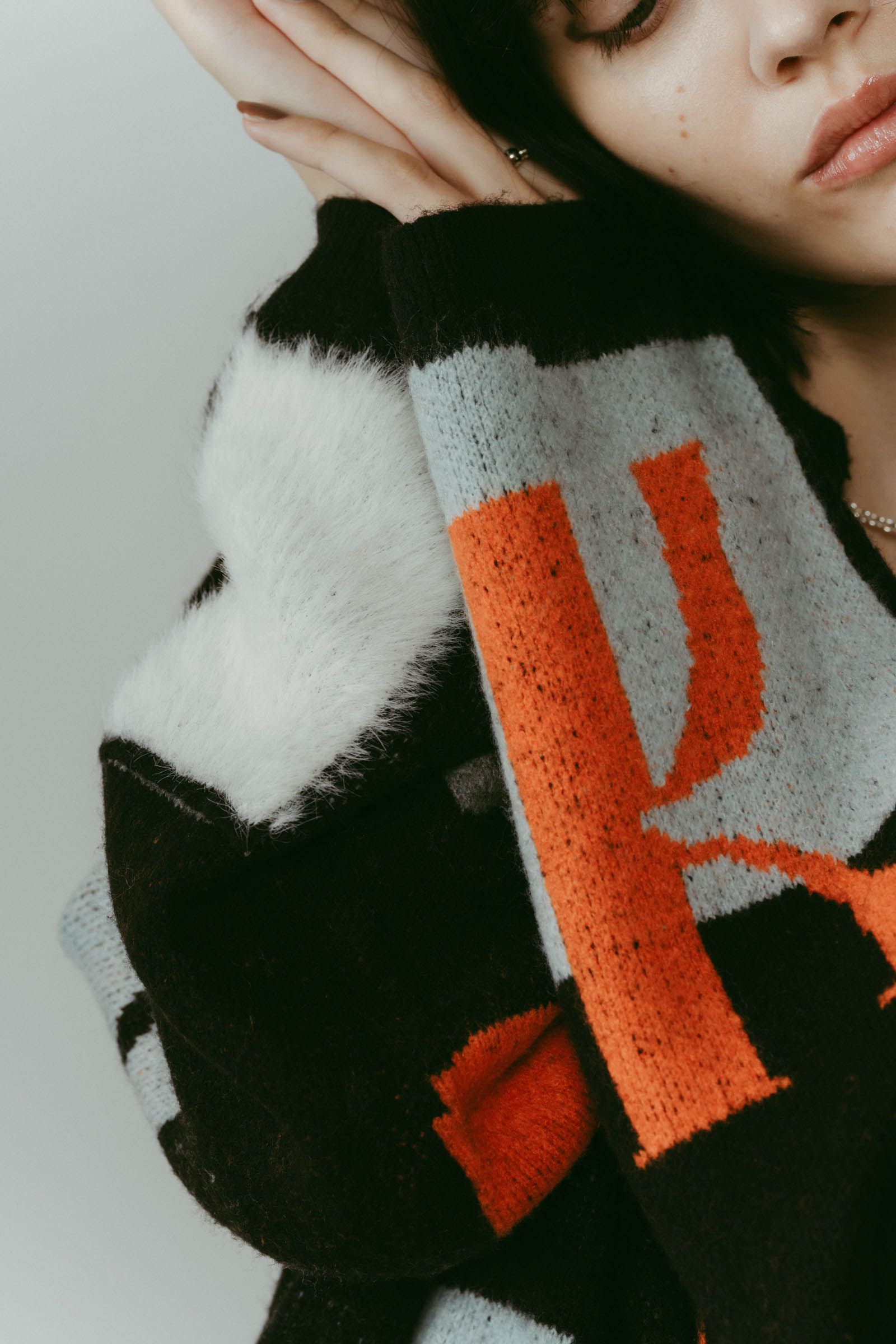 K design knit pullover(unisex) / Kデザイン ニットプルオーバー (ブラック) / 25AW
