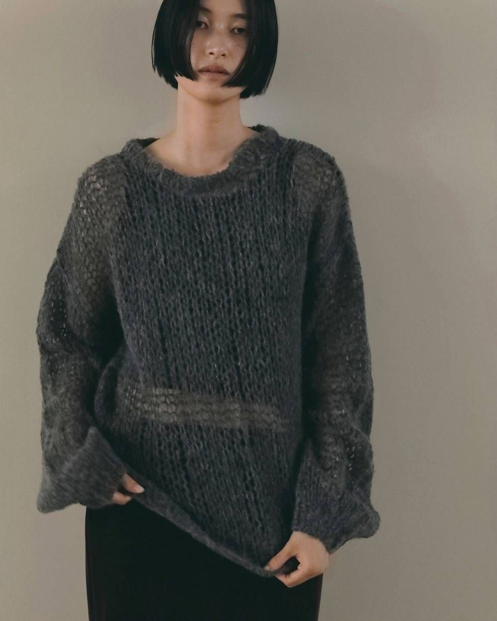 ローゲージモヘアニット (チャコールグレー) Lowgauge Mohair Knit (Charcoal gray) / 26AW 【6月29日まで期間限定予約】