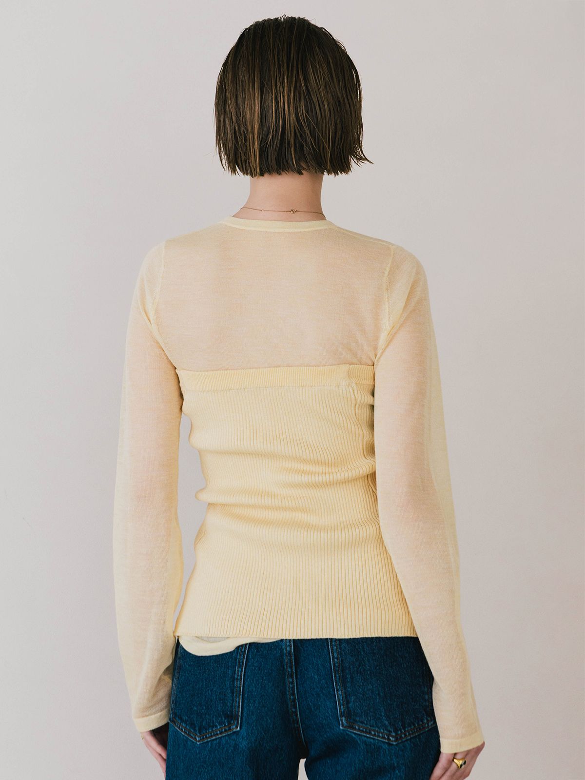 【25SS】RIB BUSTIER SET KNIT / リブ ビスチェセットニット (イエロー)