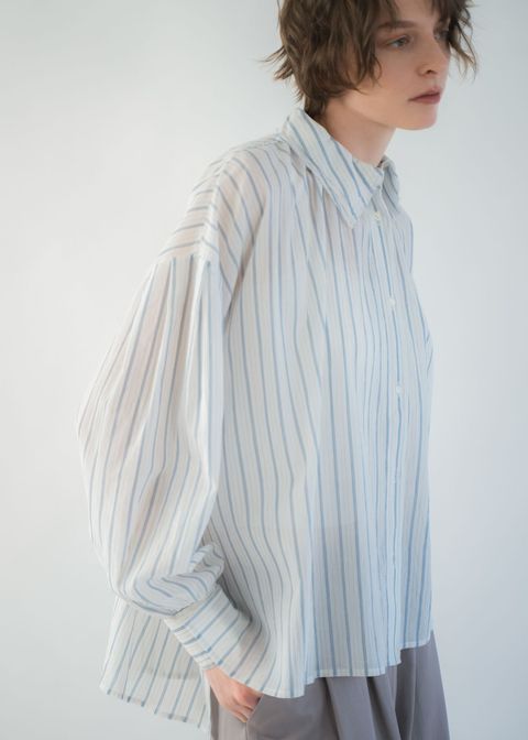 collar & cuffs triple layered over SH (Stripe) / トリプルレイヤード オーバーシャツ (ストライプ) / 26SS