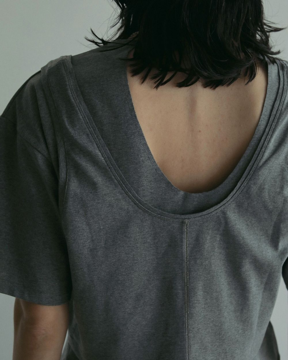Layered Cut T-shirts / レイヤードカット Tシャツ (グレー)