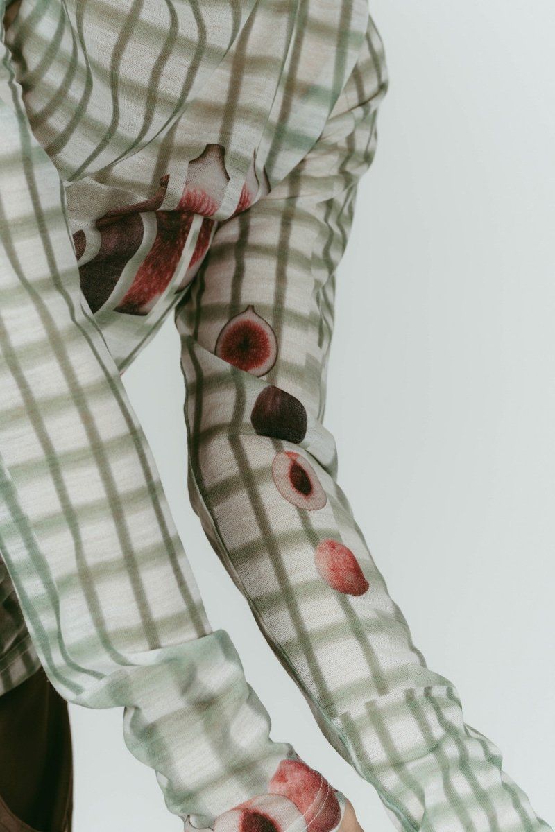 fruit-check print knit (Green) / フルーツチェックトップス (グリーン) / 26SS