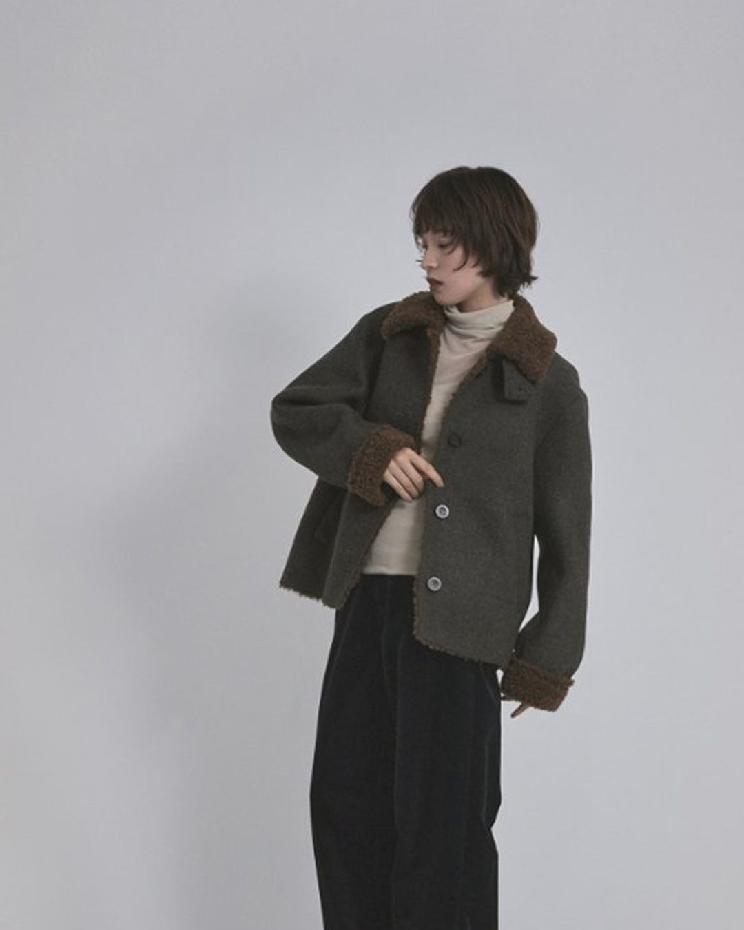 【先行予約】【26TH-20】ボンディングショートジャケット (ブラウン) Bonding Short Jacket (Brown) /  エコファー  /  フェイクファー 【受注期間6/14 23:59まで】