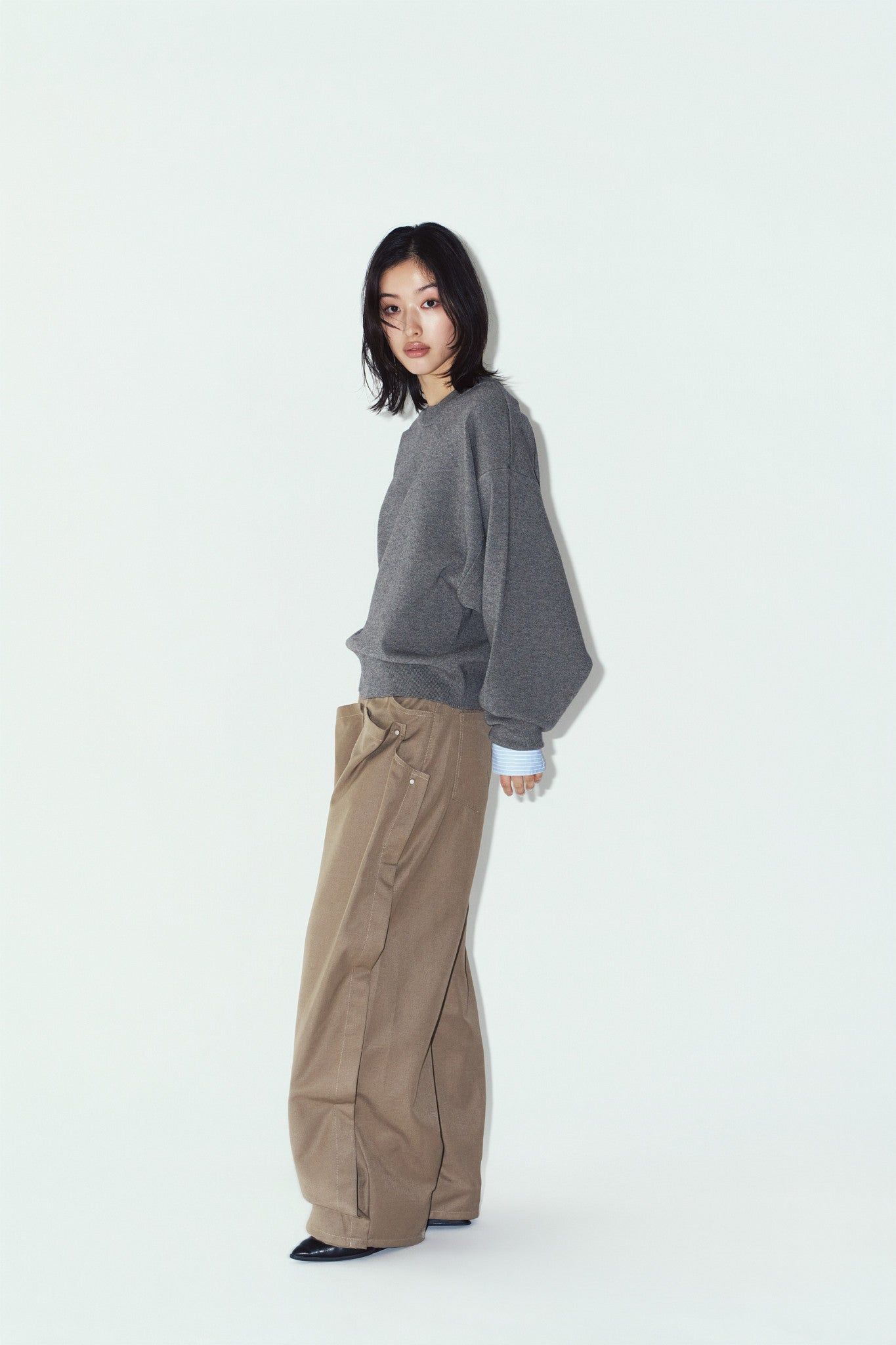 【UNISEXサイズ】2ウェイ ノームコア ニット (グレー) 2way cuffs normcore knit(unisex) (Gray) / 26AW
