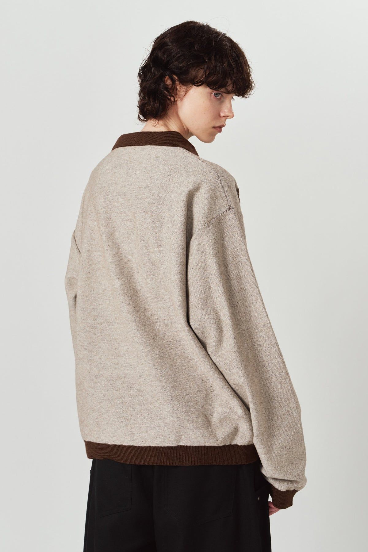 リバーシブル ジャガードポロニット (ブラウン) reversible jacquard polo knit(unisex) (Brown) / 26AW