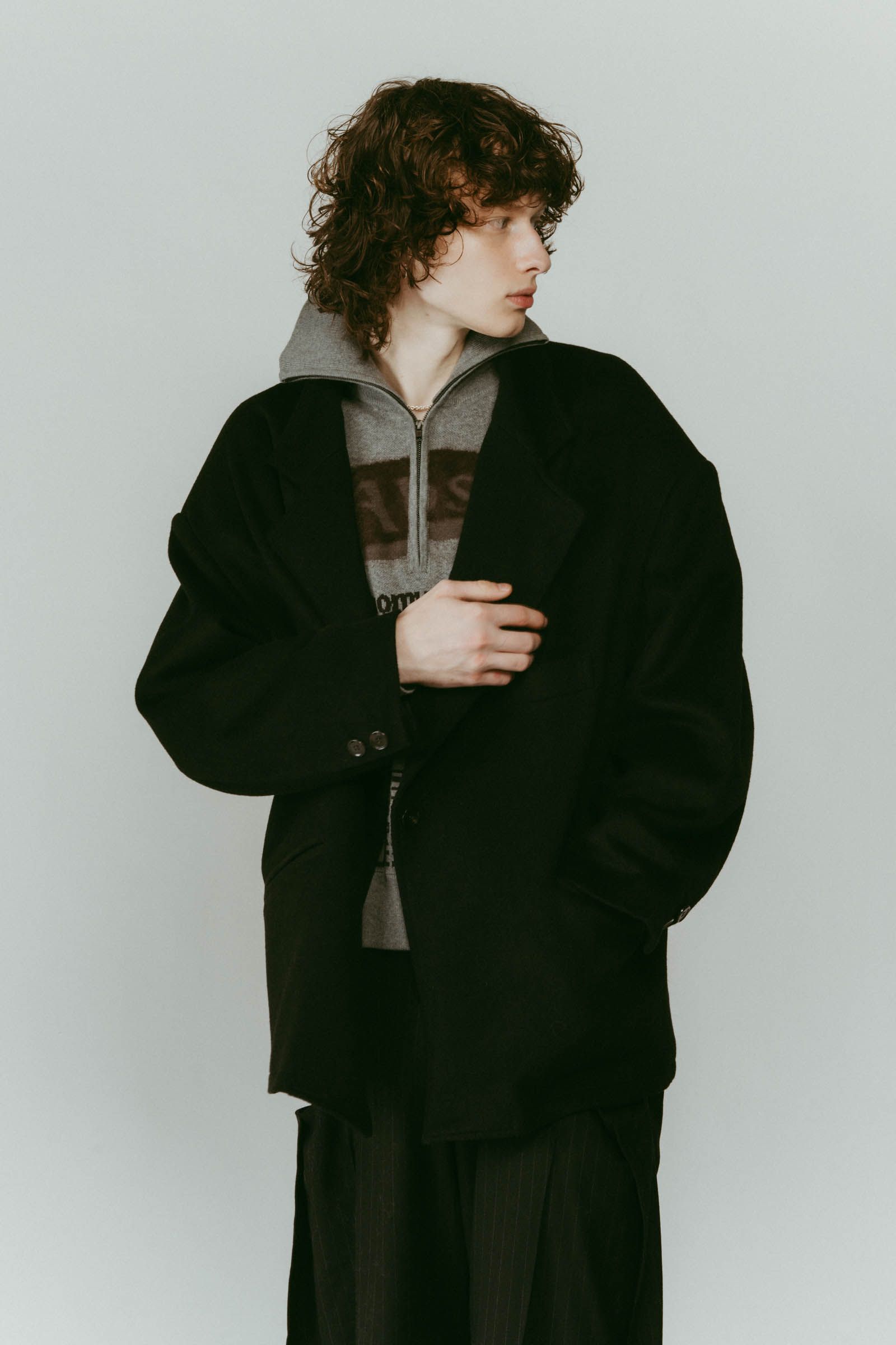 muffler overlay jacket(unisex) / マフラー オーバージャケット (ブラック) / 25AW