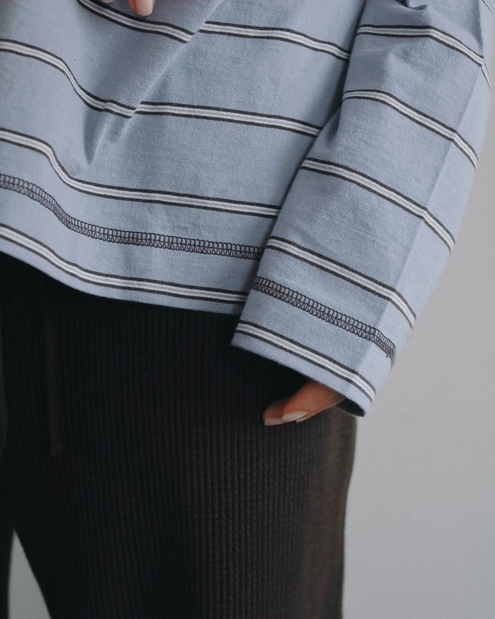 ボーダー ルーズロンT (アイスブルー) Border Loose Long T-shirts (Ice blue) /  26AW