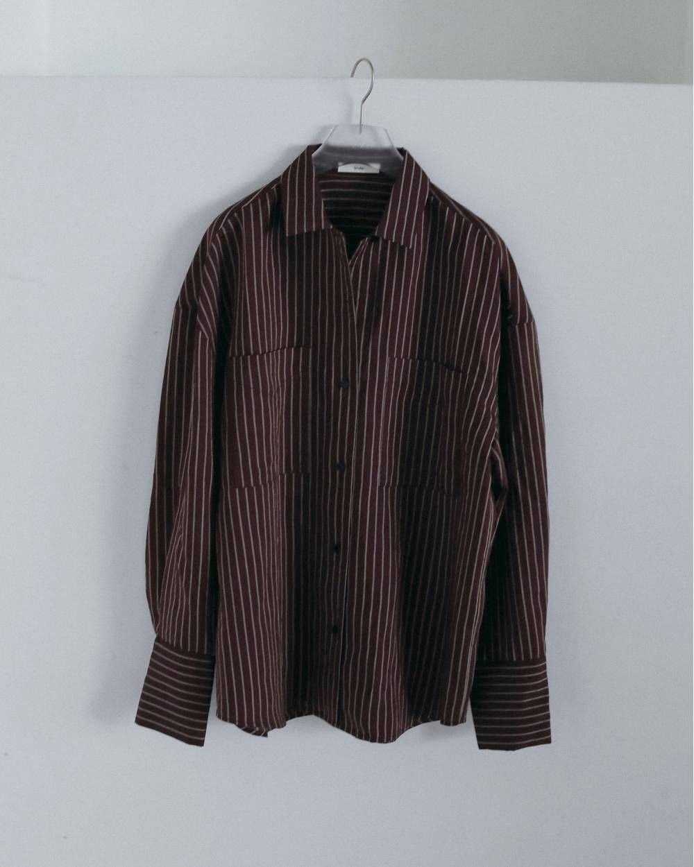 オープンカラーストライプシャツ (ブラウン) Opencollar Stripe Shirts (Brown) / 26AW 【6月29日まで期間限定予約】